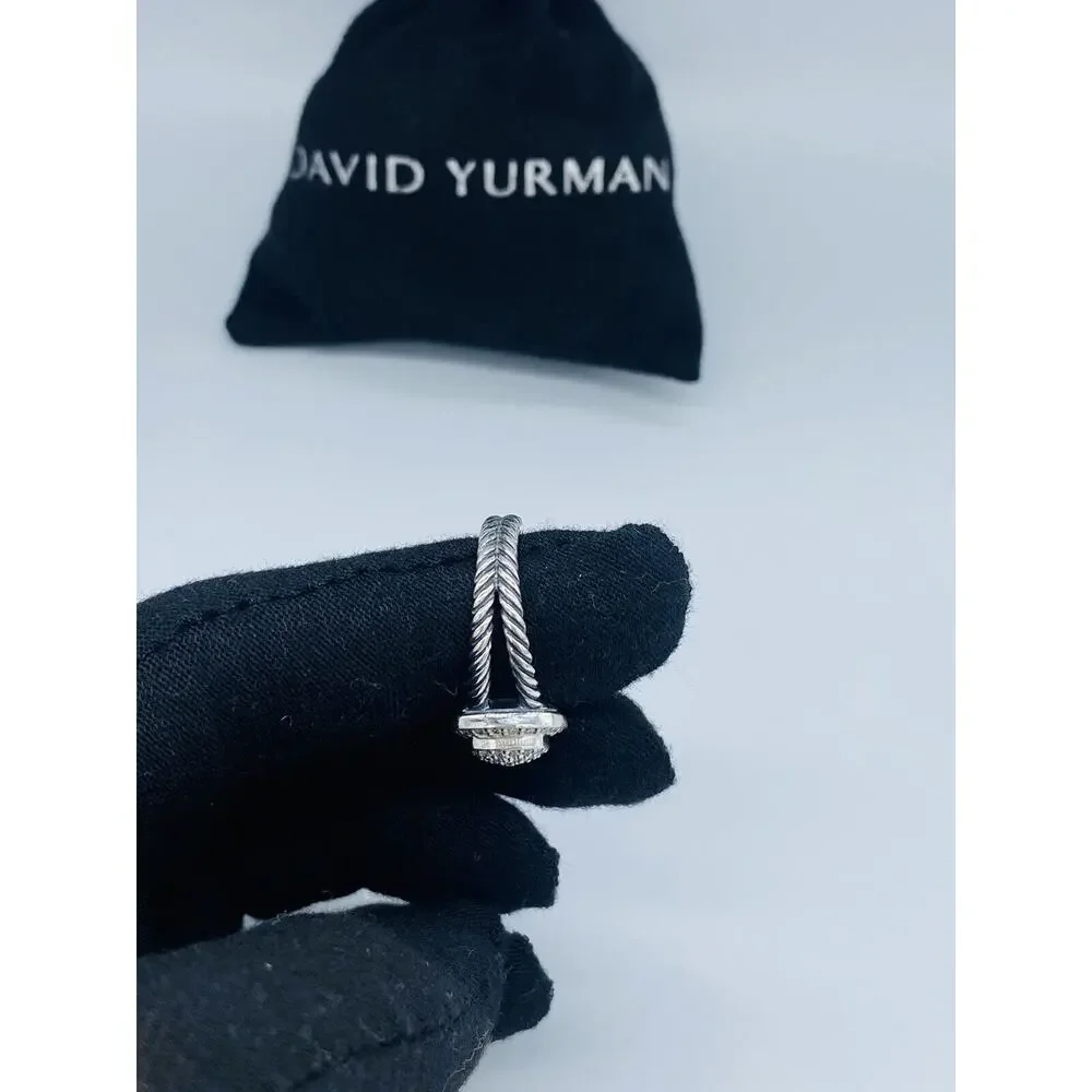 David Yurman Sterling Silver petite Albion w/diamonds ring Size 7